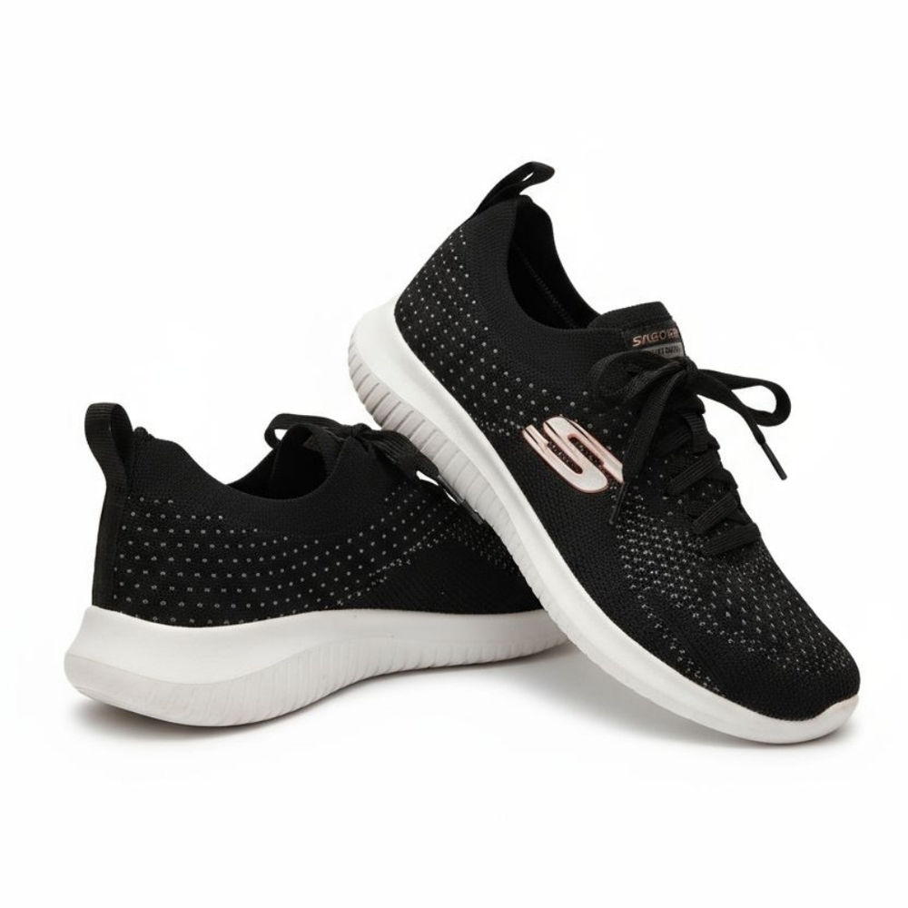 Skechers Women's Black and Pink Sneakers Size 5.5